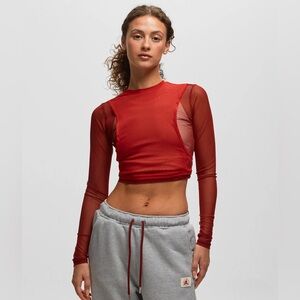 AIR JORDAN X TEYANA TAYLOR WOMENS LONG SLEEVE MESH TOP